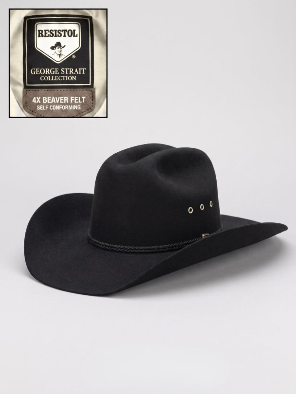 Resistol George Strait Black Cowboy Hat 4X Beaver Self Conforming Made In USA